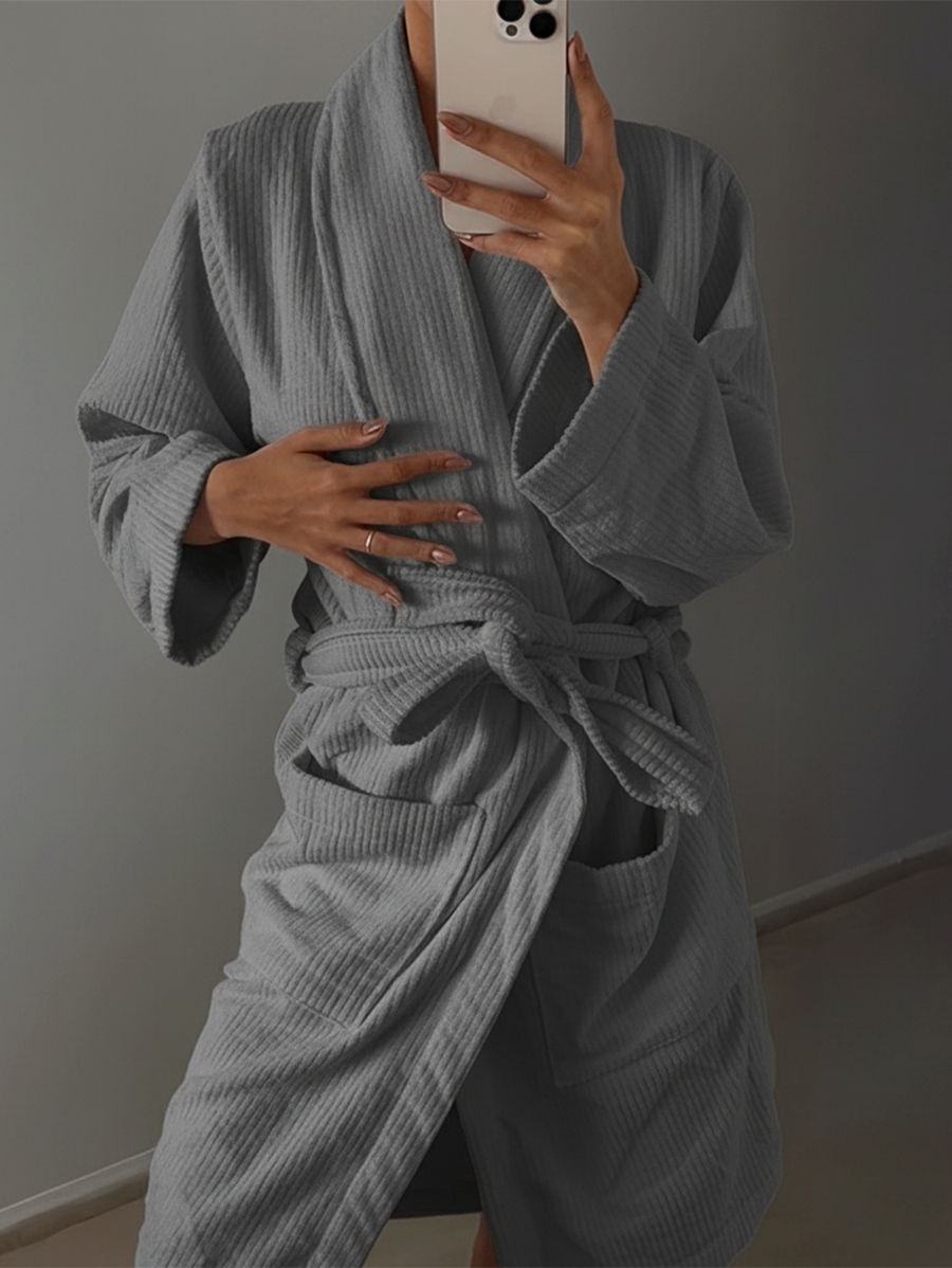 Bata de baño cuerpo entero gris plata